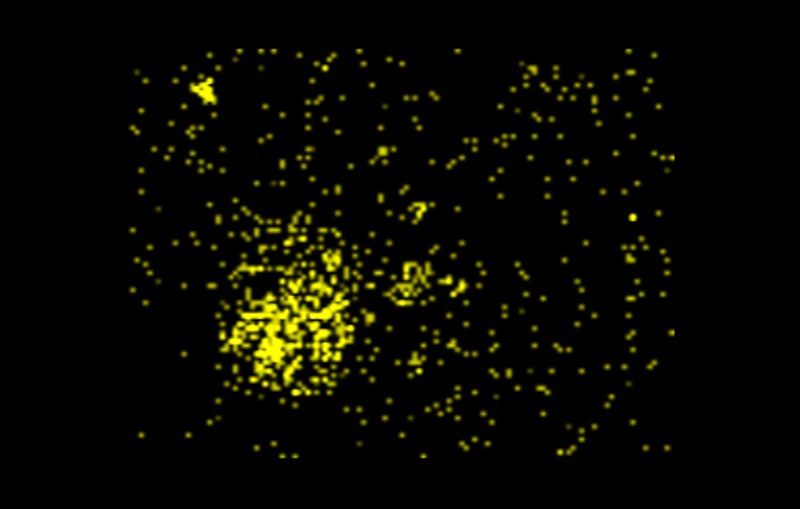 EDX element map highlighting a silicon-dominated construction-dust particle