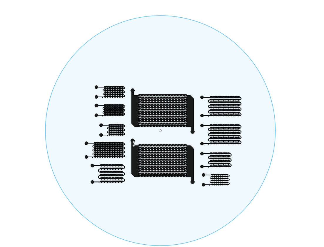 Full photomask carrying eleven microfluidic geometries on one wafer